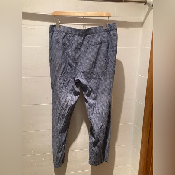 Vibrant pigeon blue linen drawstring pants - flowy - Size L - Picture 5 of 5